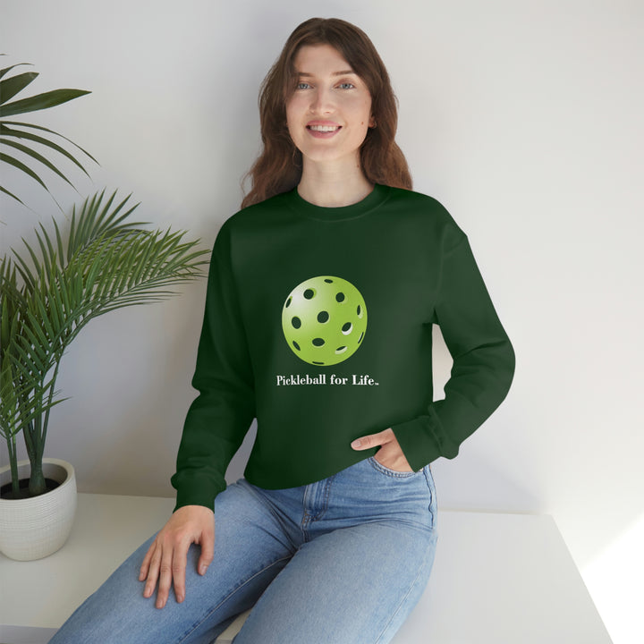 Pickleball for Life-Green Unisex Crewneck Sweatshirt - Great Pickleball Stuff