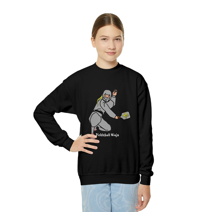 Pickleball Ninja-Female Youth Crewneck Sweatshirt - Great Pickleball Stuff