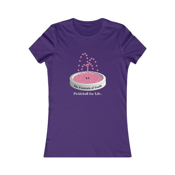 The Pickleball Fountain-Pink Women's Slim-Fit Premium Cotton T-Shirt - Great Pickleball Stuff