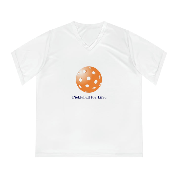 Pickleball for Life-Orange Women's Moisture-Wicking V-Neck T-Shirt - Great Pickleball Stuff