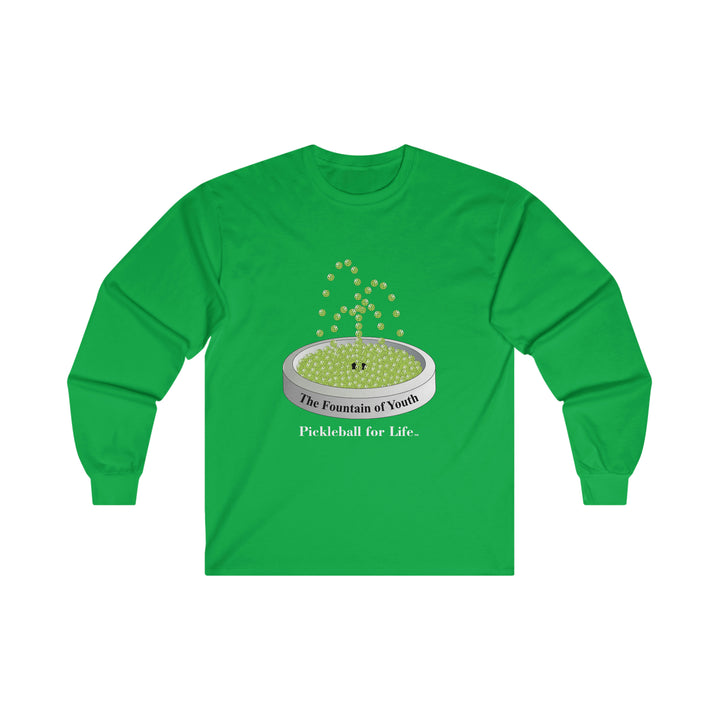 The Pickleball Fountain-Green Ultra Cotton Long Sleeve Tee - Great Pickleball Stuff