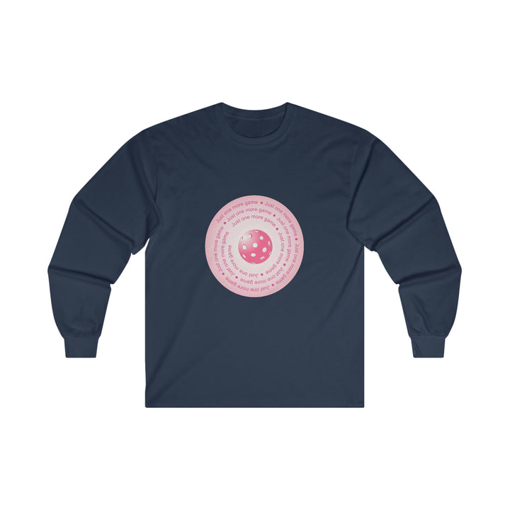 Just One More Game-Pink Ultra Cotton Long Sleeve Tee - Great Pickleball Stuff