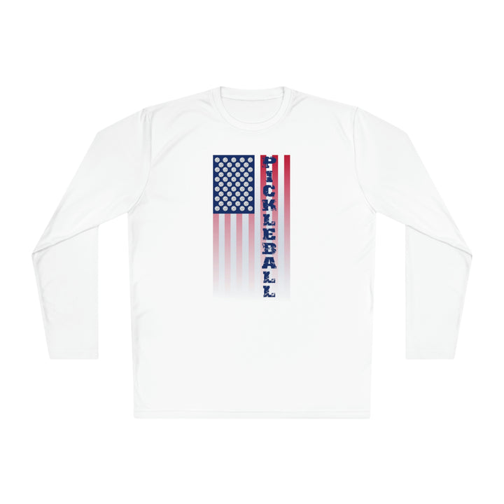 Pickleball Flag Vertical-2 (Faded) Unisex Moisture-Wicking Long Sleeve Tee - Great Pickleball Stuff