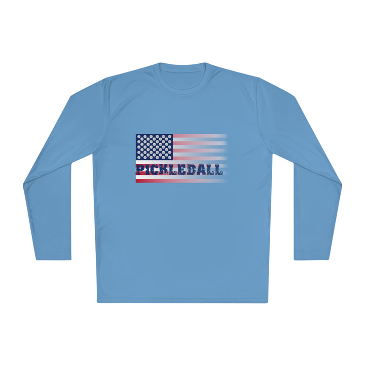 Pickleball Flag (Faded) Unisex Moisture-Wicking Long Sleeve Tee - Great Pickleball Stuff