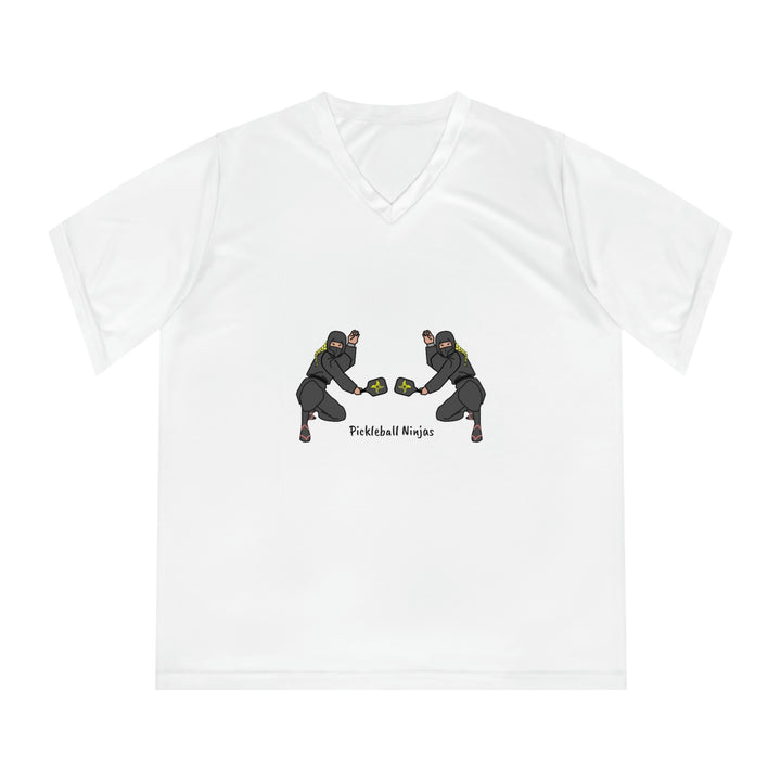 Pickleball Ninjas-Women's Doubles Women's Moisture-Wicking V-Neck T-Shirt - Great Pickleball Stuff