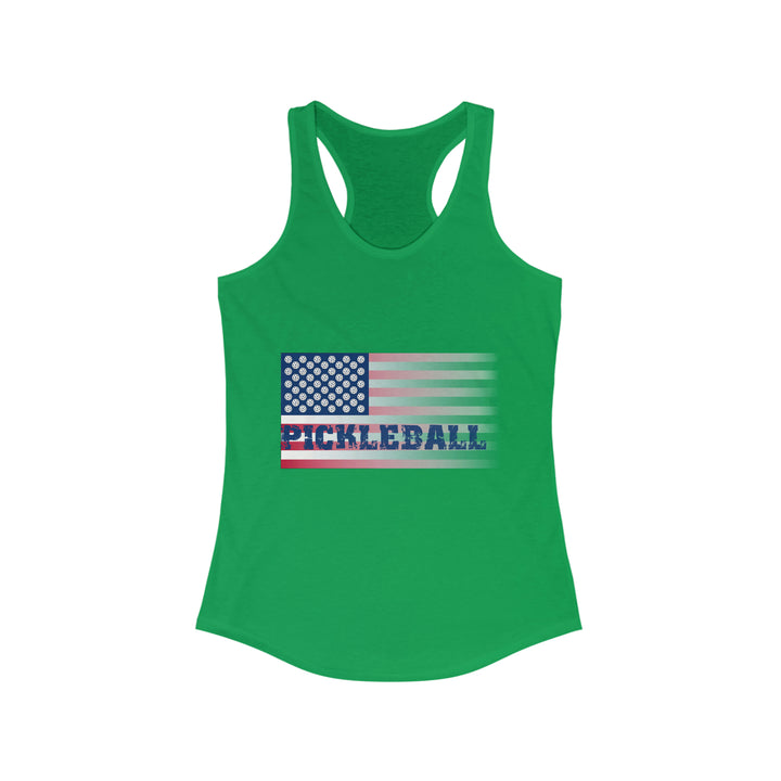 Pickleball Flag (Faded) Women's Racerback Tank - Great Pickleball Stuff