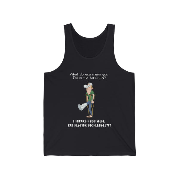 I Thought You Were Out Playing Pickleball? Unisex Cotton Tank - Great Pickleball Stuff