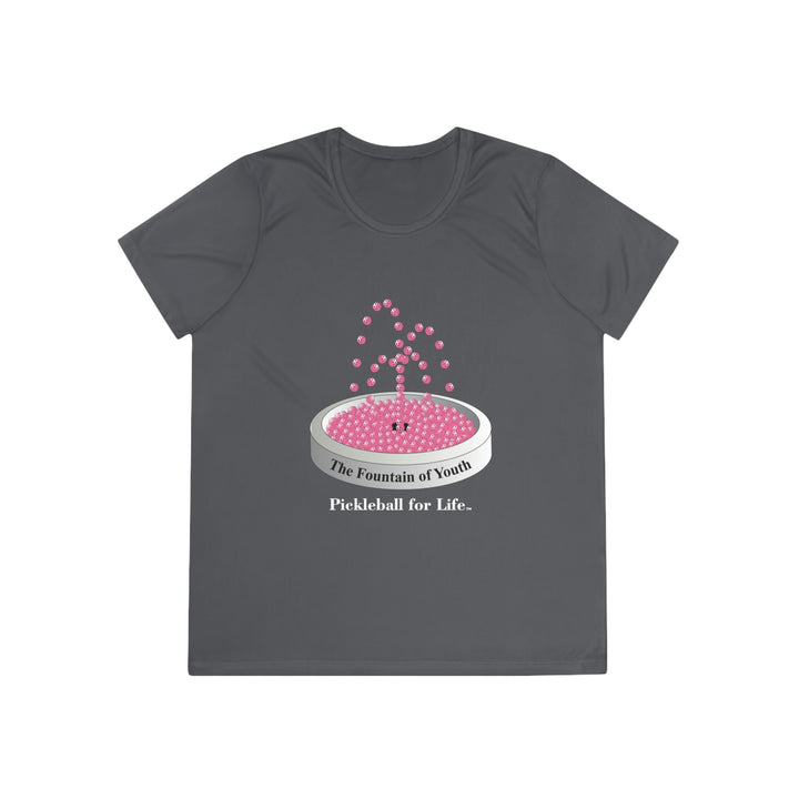 The Pickleball Fountain-Pink Women's Moisture-Wicking T-Shirt - Great Pickleball Stuff