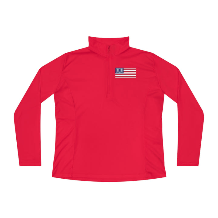 Pickleball Stars Flag Women's Moisture-Wicking Quarter-Zip Pullover - Great Pickleball Stuff