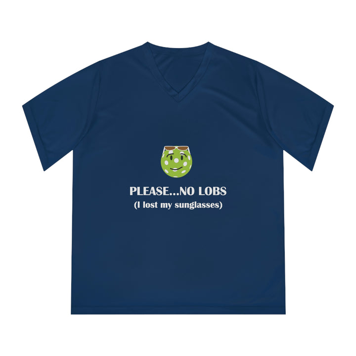 Please No Lobs-I Lost My Sunglasses Women's Moisture-Wicking V-Neck T-Shirt - Great Pickleball Stuff