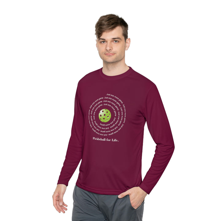 Just One More Game-Spiral Unisex Moisture-Wicking Long Sleeve Tee - Great Pickleball Stuff