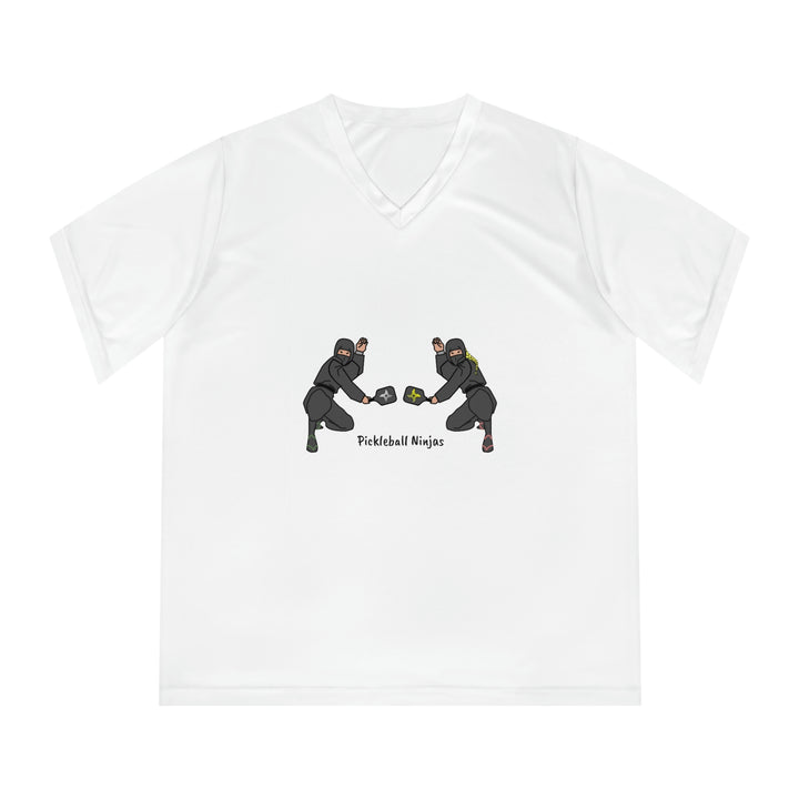 Pickleball Ninjas-Mixed Doubles Women's Moisture-Wicking V-Neck T-Shirt - Great Pickleball Stuff