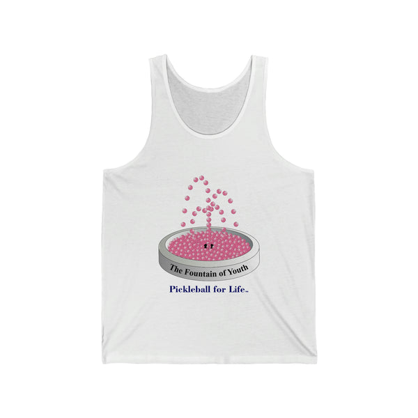 The Pickleball Fountain-Pink Unisex Cotton Tank - Great Pickleball Stuff