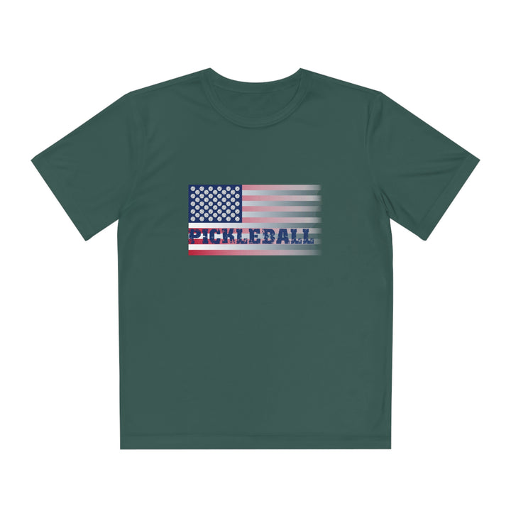 Pickleball Flag (Faded) Youth Moisture-Wicking T-Shirt - Great Pickleball Stuff