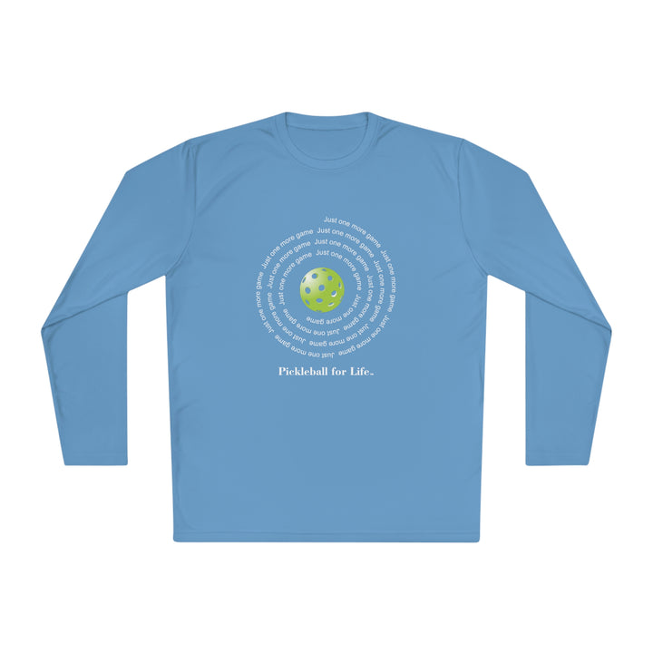 Just One More Game-Spiral Unisex Moisture-Wicking Long Sleeve Tee - Great Pickleball Stuff