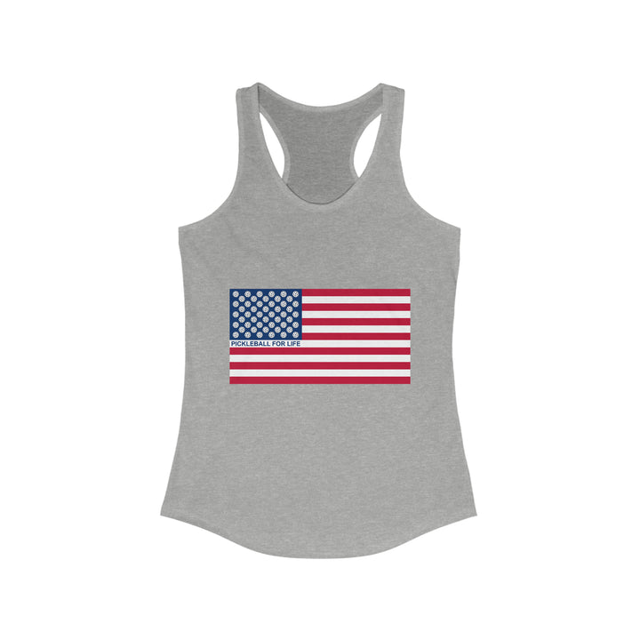 Pickleball for Life Flag Women's Racerback Tank - Great Pickleball Stuff