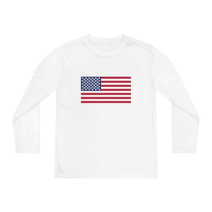 Pickleball Stars Flag Youth Long Sleeve Moisture-Wicking T-Shirt - Great Pickleball Stuff