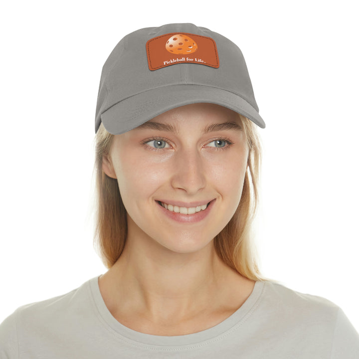 Pickleball for Life-Orange Pickleball Cap with Leather Patch - Great Pickleball Stuff