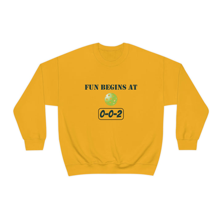 Fun Begins at 0-0-2 Unisex Crewneck Sweatshirt - Great Pickleball Stuff