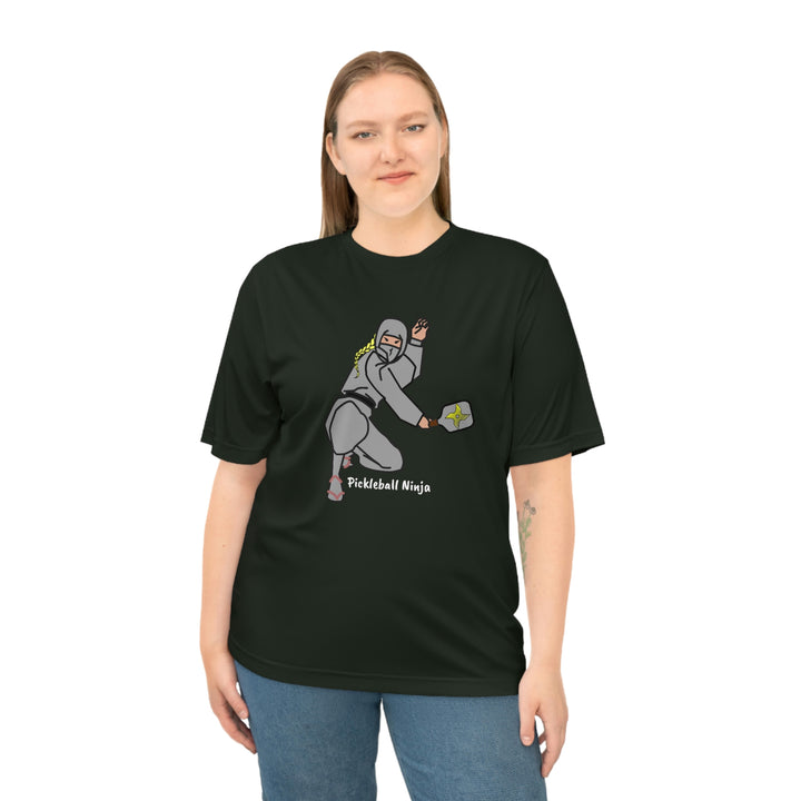 Pickleball Ninja-Female Unisex Moisture-Wicking T-Shirt - Great Pickleball Stuff