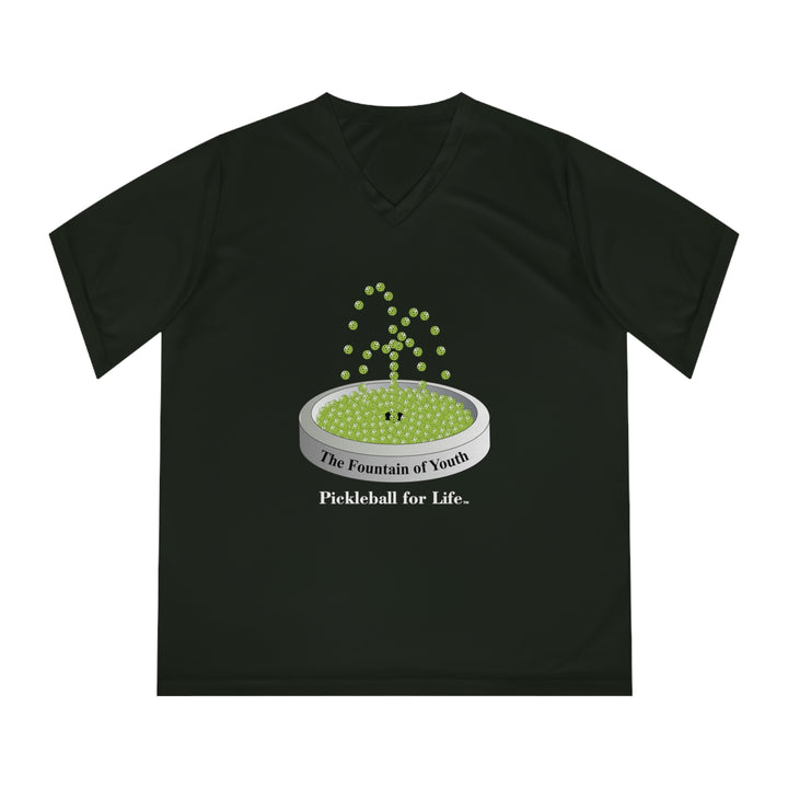 The Pickleball Fountain-Green Women's Moisture-Wicking V-Neck T-Shirt - Great Pickleball Stuff