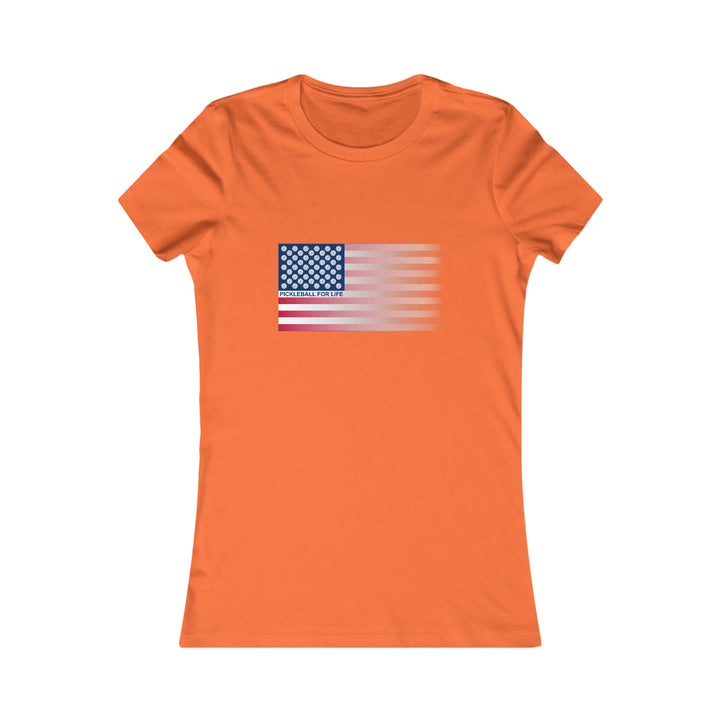 Pickleball for Life Flag (Faded) Women's Slim-Fit Premium Cotton T-Shirt - Great Pickleball Stuff