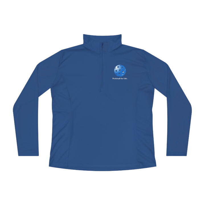 Pickleball for Life-Blue Women's Moisture-Wicking Quarter-Zip Pullover - Great Pickleball Stuff