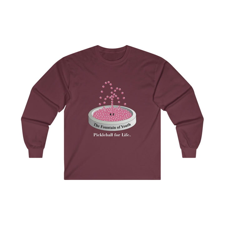 The Pickleball Fountain-Pink Ultra Cotton Long Sleeve Tee - Great Pickleball Stuff