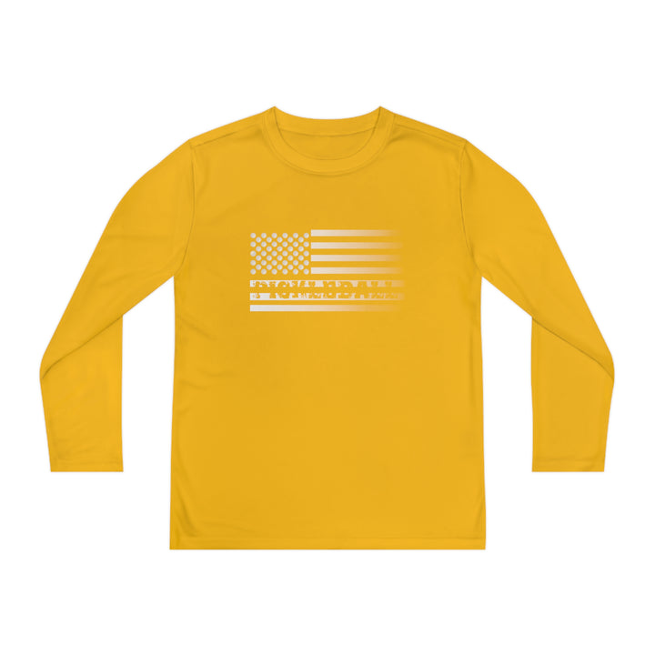 Pickleball Flag Transparent (Faded) Youth Long Sleeve Moisture-Wicking T-Shirt - Great Pickleball Stuff