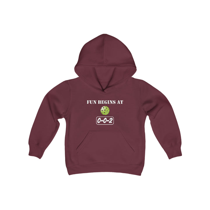 Fun Begins at 0-0-2 Youth Hoodie - Great Pickleball Stuff