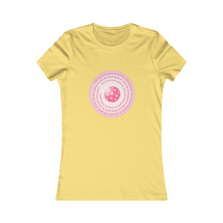 Just One More Game-Pink Women's Slim-Fit Premium Cotton T-Shirt - Great Pickleball Stuff