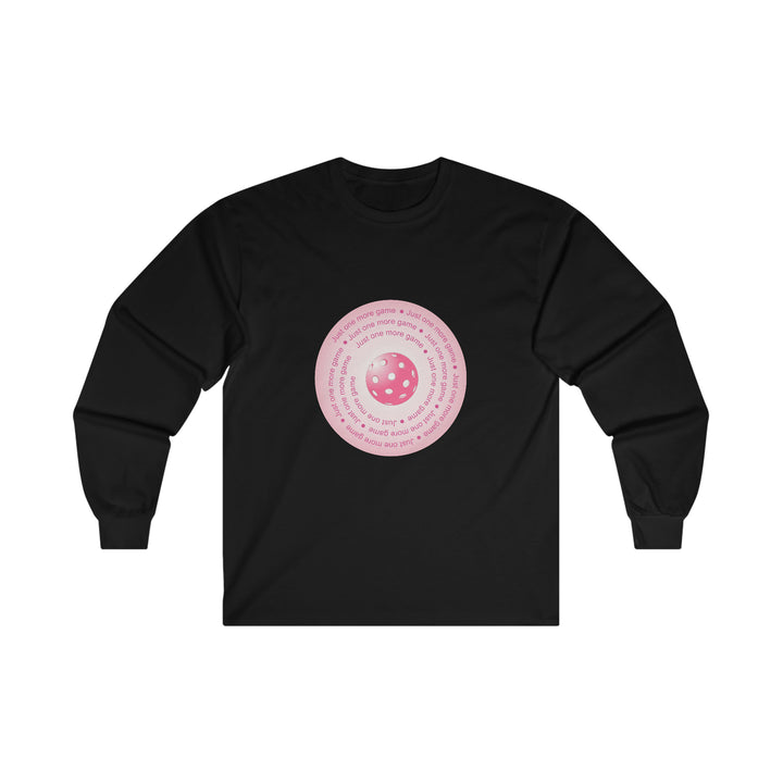 Just One More Game-Pink Ultra Cotton Long Sleeve Tee - Great Pickleball Stuff