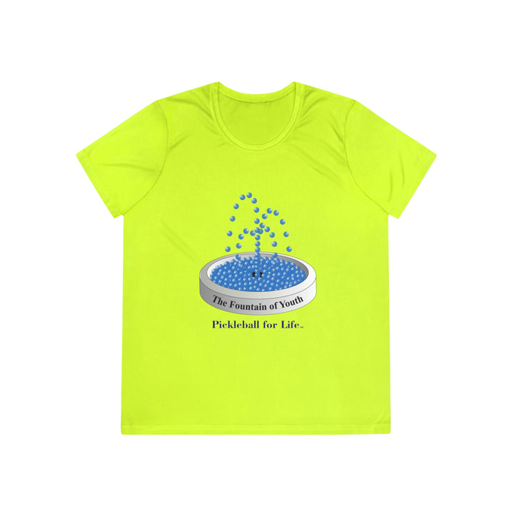 The Pickleball Fountain-Blue Women's Moisture-Wicking T-Shirt - Great Pickleball Stuff