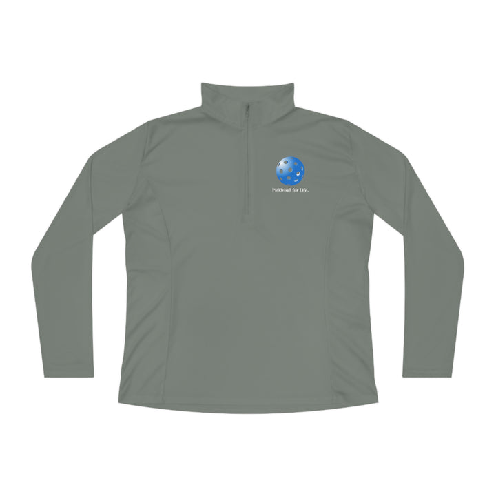 Pickleball for Life-Blue Women's Moisture-Wicking Quarter-Zip Pullover - Great Pickleball Stuff