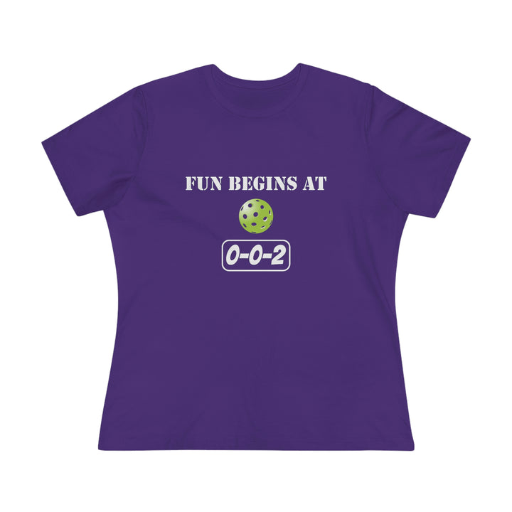 Fun Begins at 0-0-2 Women's Relaxed-Fit T-shirt - Great Pickleball Stuff