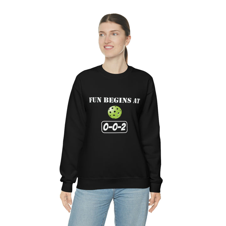 Fun Begins at 0-0-2 Unisex Crewneck Sweatshirt - Great Pickleball Stuff