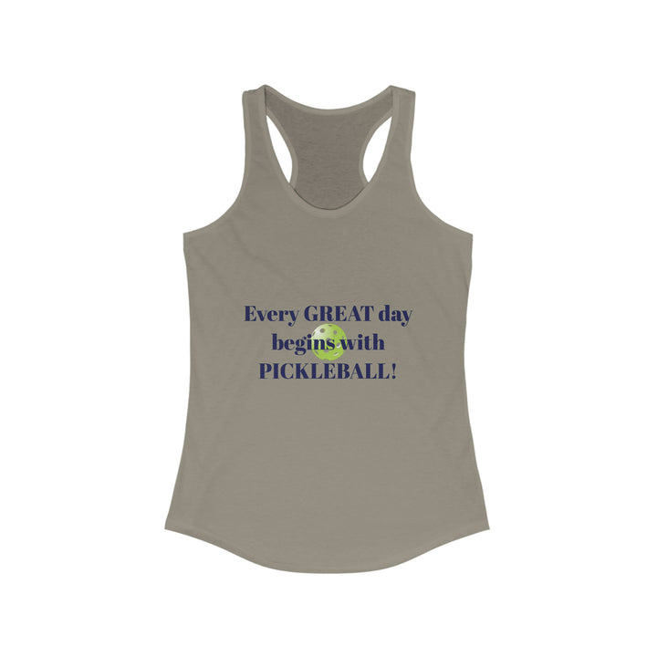 Every Great Day Begins with Pickleball! Women's Racerback Tank - Great Pickleball Stuff