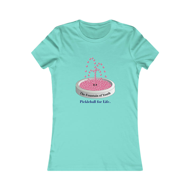 The Pickleball Fountain-Pink Women's Slim-Fit Premium Cotton T-Shirt - Great Pickleball Stuff