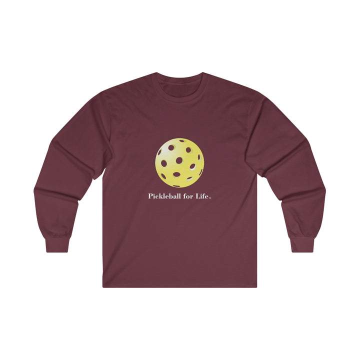 Pickleball for Life-Yellow Ultra Cotton Long Sleeve Tee - Great Pickleball Stuff