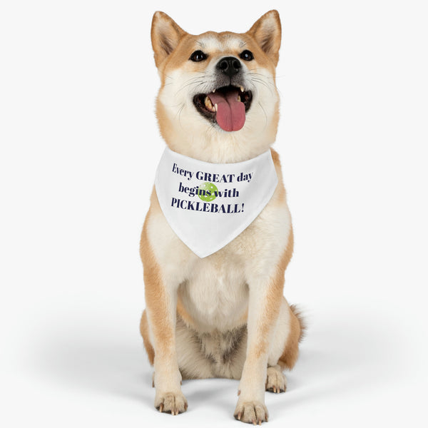 Every Great Day Begins with Pickleball! Pet Bandana with Collar - Great Pickleball Stuff