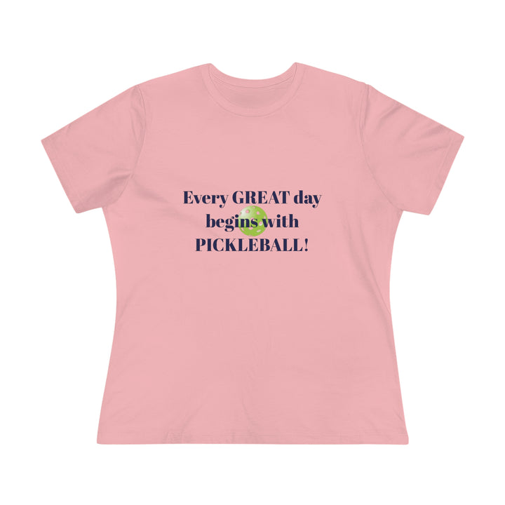 Every Great Day Begins with Pickleball! Women's Relaxed-Fit T-shirt - Great Pickleball Stuff