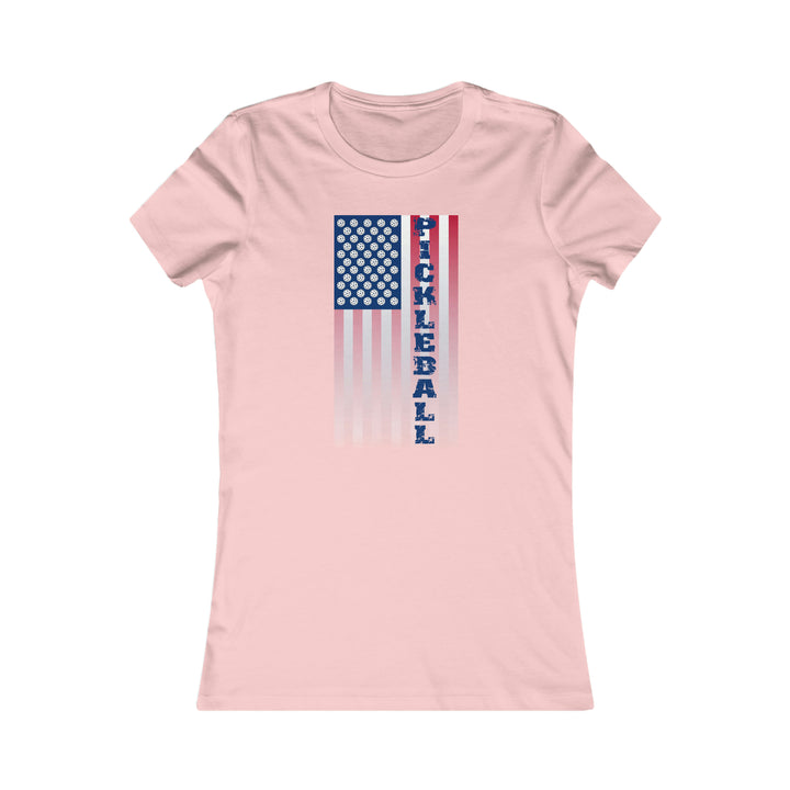 Pickleball Flag Vertical-2 (Faded) Women's Slim-Fit Premium Cotton T-Shirt - Great Pickleball Stuff