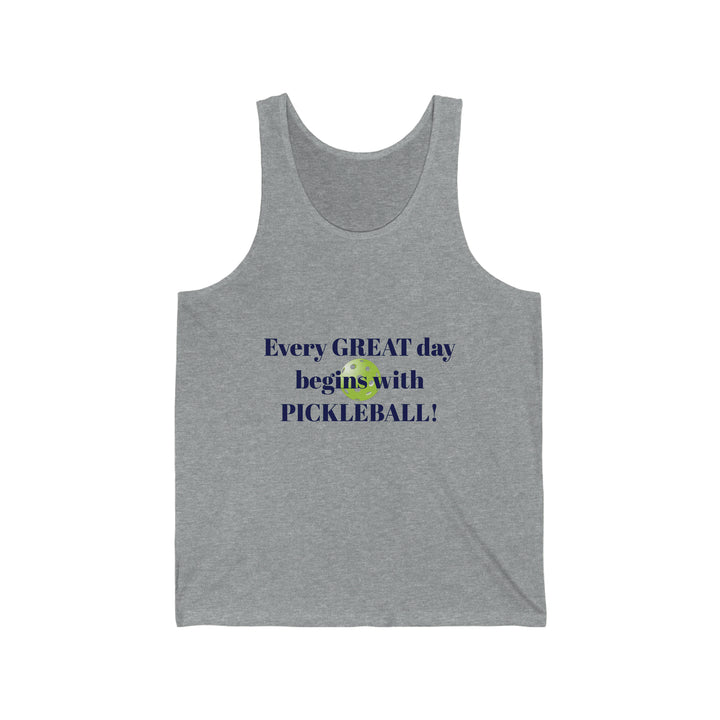 Every Great Day Begins with Pickleball! Unisex Cotton Tank - Great Pickleball Stuff