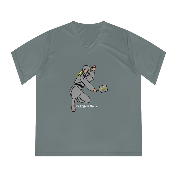 Pickleball Ninja-Female Women's Moisture-Wicking V-Neck T-Shirt - Great Pickleball Stuff