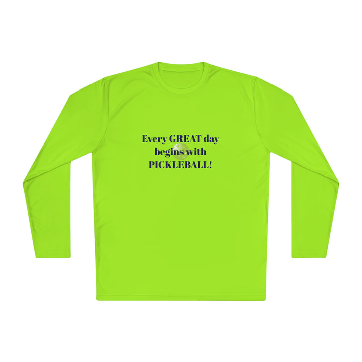 Every Great Day Begins with Pickleball! Unisex Moisture-Wicking Long Sleeve Tee - Great Pickleball Stuff