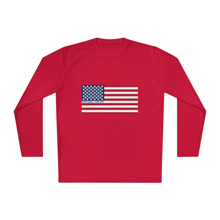 Pickleball for Life Flag Unisex Moisture-Wicking Long Sleeve Tee - Great Pickleball Stuff