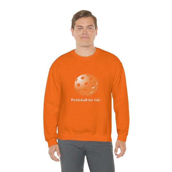 Pickleball for Life-Orange Unisex Crewneck Sweatshirt - Great Pickleball Stuff