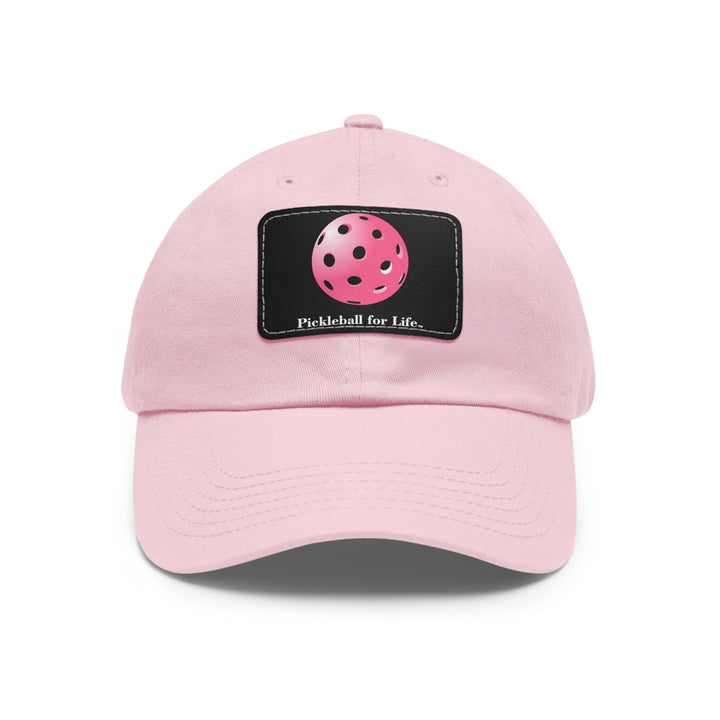 Pickleball for Life-Pink Pickleball Cap with Leather Patch - Great Pickleball Stuff