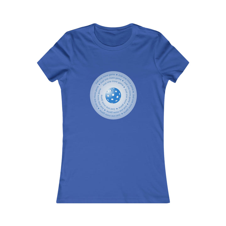 Just One More Game-Blue Women's Slim-Fit Premium Cotton T-Shirt - Great Pickleball Stuff