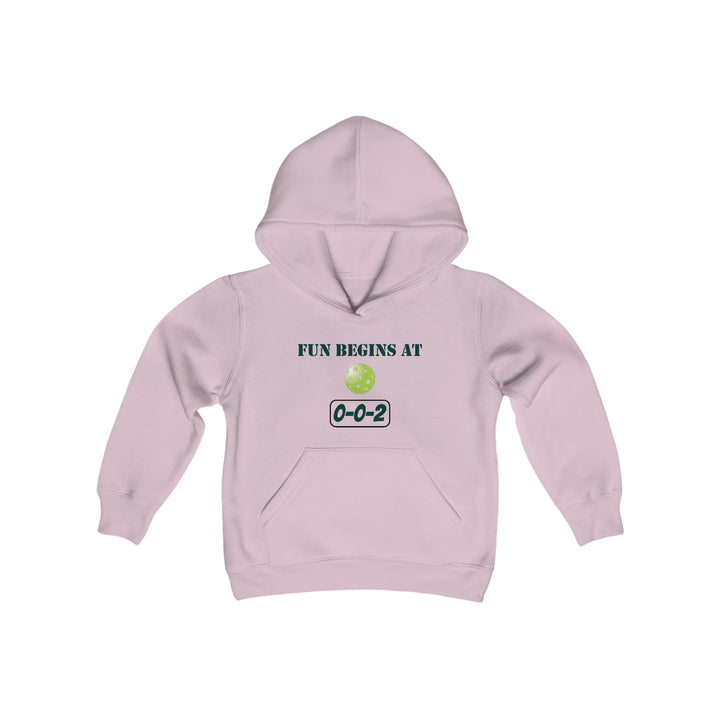 Fun Begins at 0-0-2 Youth Hoodie - Great Pickleball Stuff